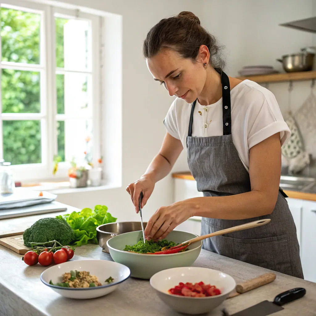 Sophia cooking a raw dish